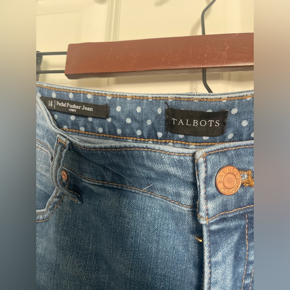Talbots Jeans Women's 14 Curvy Blue Pedal Pusher Slim Leg Cropped - Picture 3 of 7